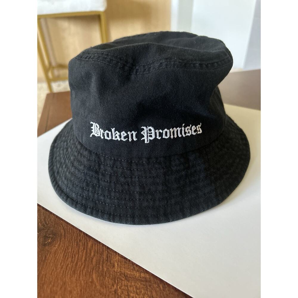 Broken Promises Skateboard Co. Script Bucket Hat One Size Black With White Logo